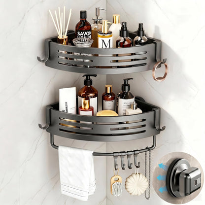 Corner Shower Caddy Suction Cup, 2 Pack Shower Shelves, Gray