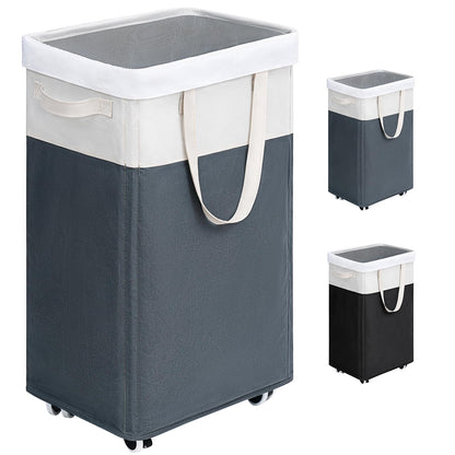 Goodpick 75L Laundry Basket with Wheels & Removable Wash Bag for Dorm