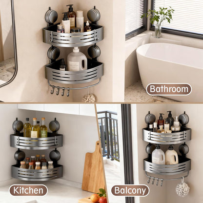 Aluminum Shower Caddy(2-Pack Gray),Shower Shelves for Wall.