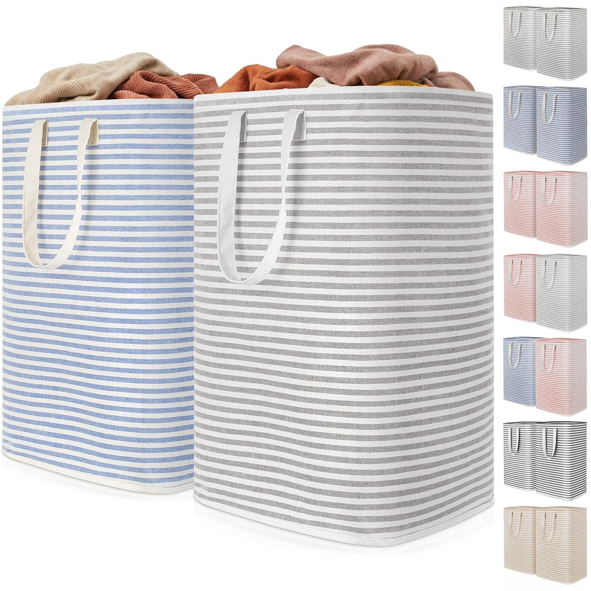 Lifewit 80L Large Laundry Baskets, Laundry Hampers Bags, 2 Pack, Grey
