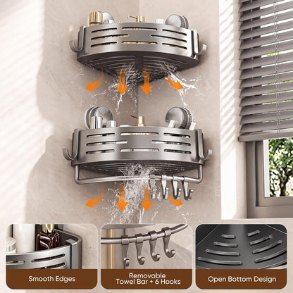 Corner Shower Caddy, ABS Suction Cup Shower Caddy, Grey 1pc