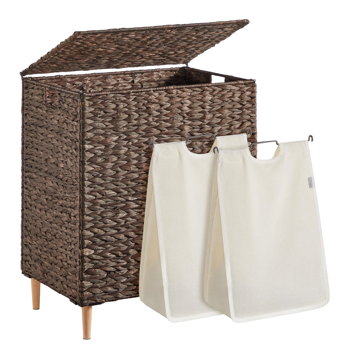 SONGMICS Laundry Hamper With Lid, 130 L Wicker Handwoven Water Hyacinth