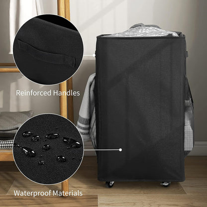 Chrislley Rolling Laundry Basket, 90L Foldable Laundry Hamper with Wheels