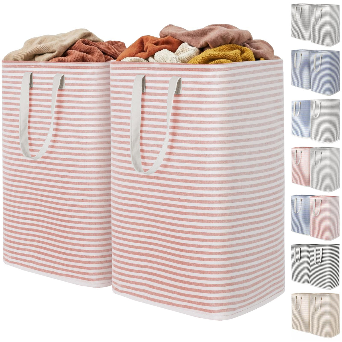 Lifewit 75L Large Laundry Baskets, Laundry Hampers Bags, 2 Pack, Grey