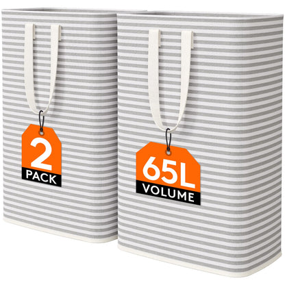 Lifewit 80L Large Laundry Baskets, Laundry Hampers Bags, 2 Pack, Grey