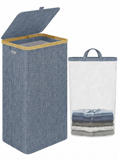 IEGrow Laundry Hamper with Lid,110L Laundry Basket with Mesh Bags,Black