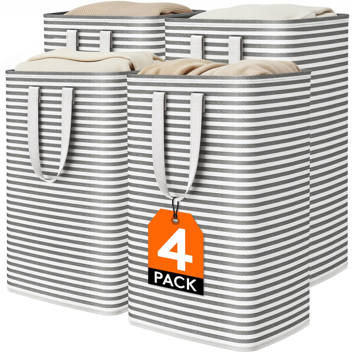 Lifewit 80L Large Laundry Baskets, Laundry Hampers Bags, 2 Pack, Grey