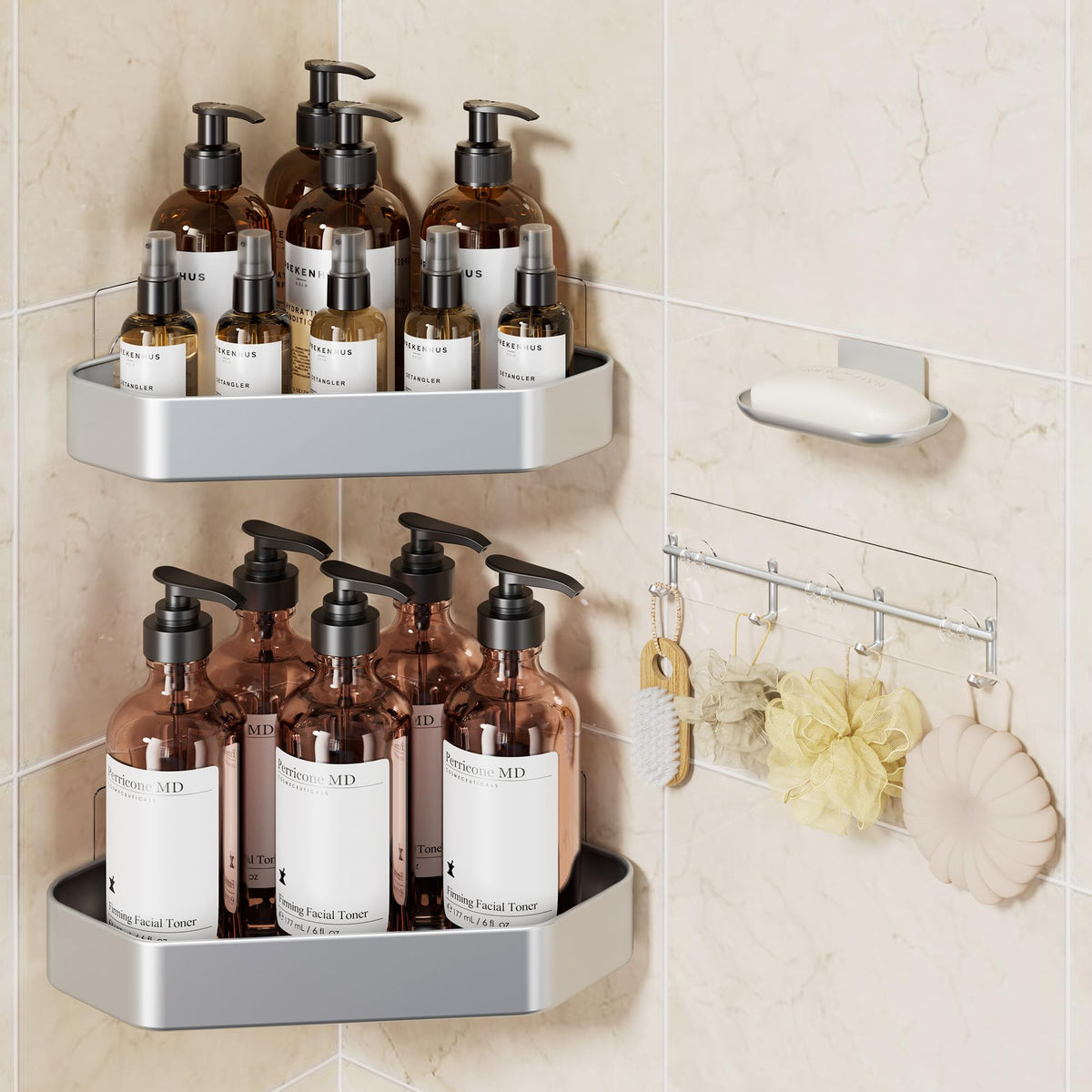 Veken Large Capacity Corner Shower Caddy 6-Pack, Advanced Rustproof Design