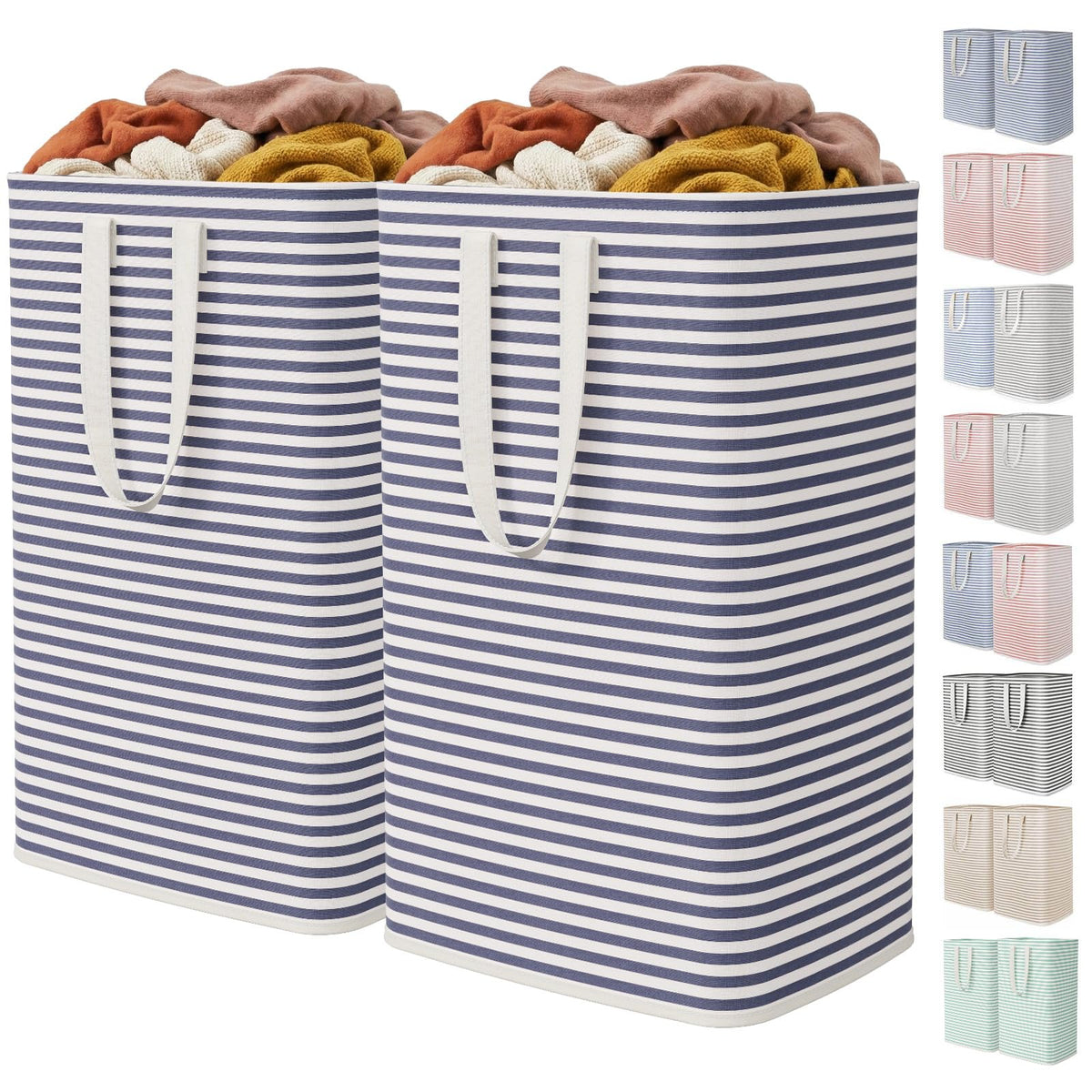 Lifewit 75L Large Laundry Baskets, Laundry Hampers Bags, 2 Pack, Grey