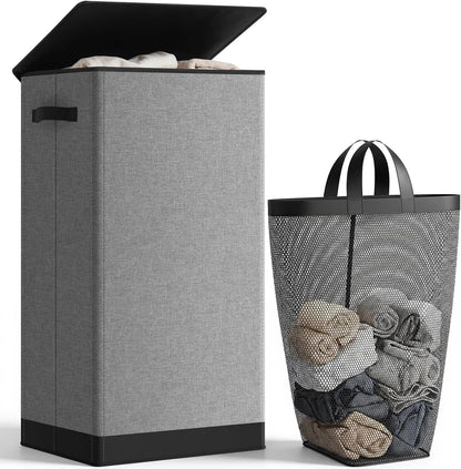 SOLEDI 100L Laundry Hamper with Lid, Large Collapsible Laundry Basket