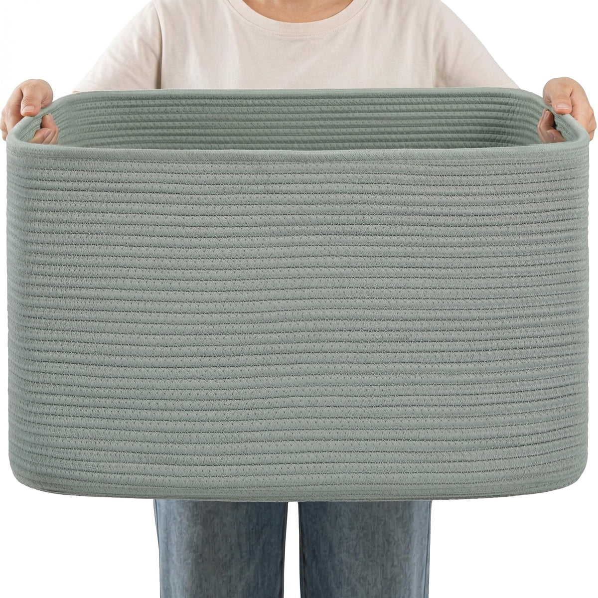 75L Blanket Basket Laundry Basket Hamper Brown/White,22"x17"x12"