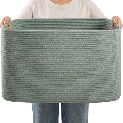 75L Blanket Basket Laundry Basket Hamper Brown/White,22"x17"x12"