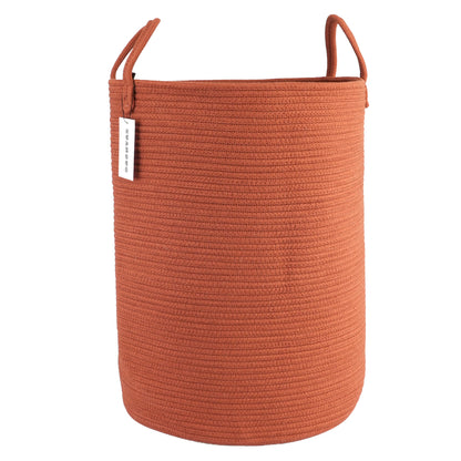 XUANGUO Cotton Rope Laundry Basket Hamper for Girls Kids Baby Nursery Pink
