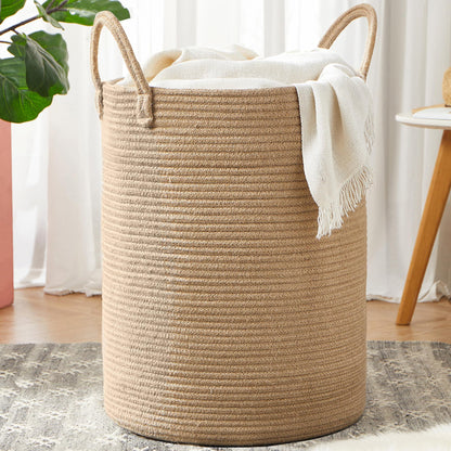 60L Black Laundry Basket Hamper Woven Rope Clothes hamper