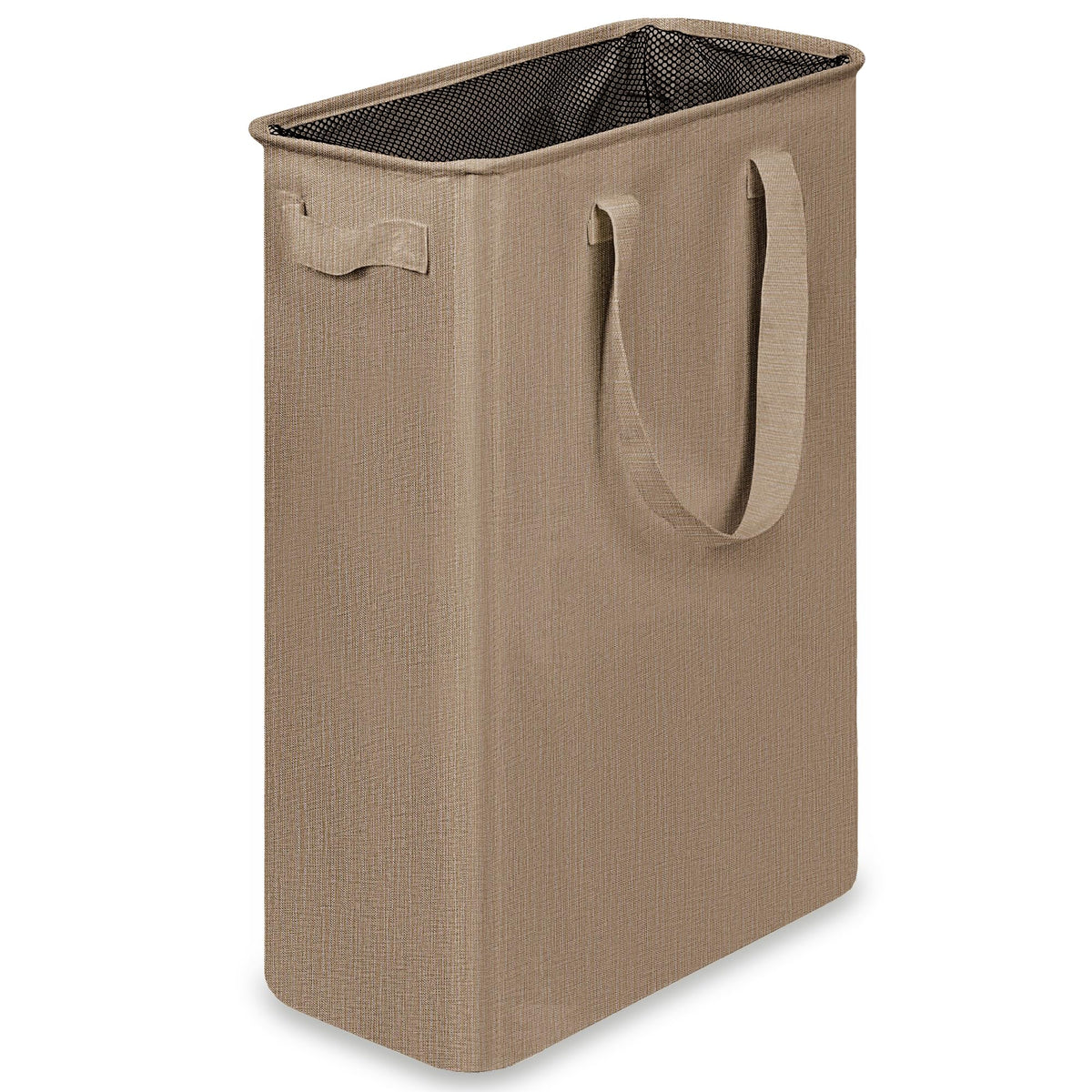efluky Slim Laundry Basket, Narrow Laundry Hamper with Handles, Collapsible Dirty Clothes Hamper, Tall Laundry Bin for Laundry Room, Dorm and Bedroom, 12.7 Gallons(48L) Beige