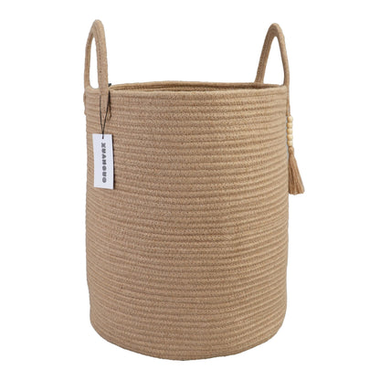 XUANGUO Cotton Rope Laundry Basket Hamper for Girls Kids Baby Nursery Pink