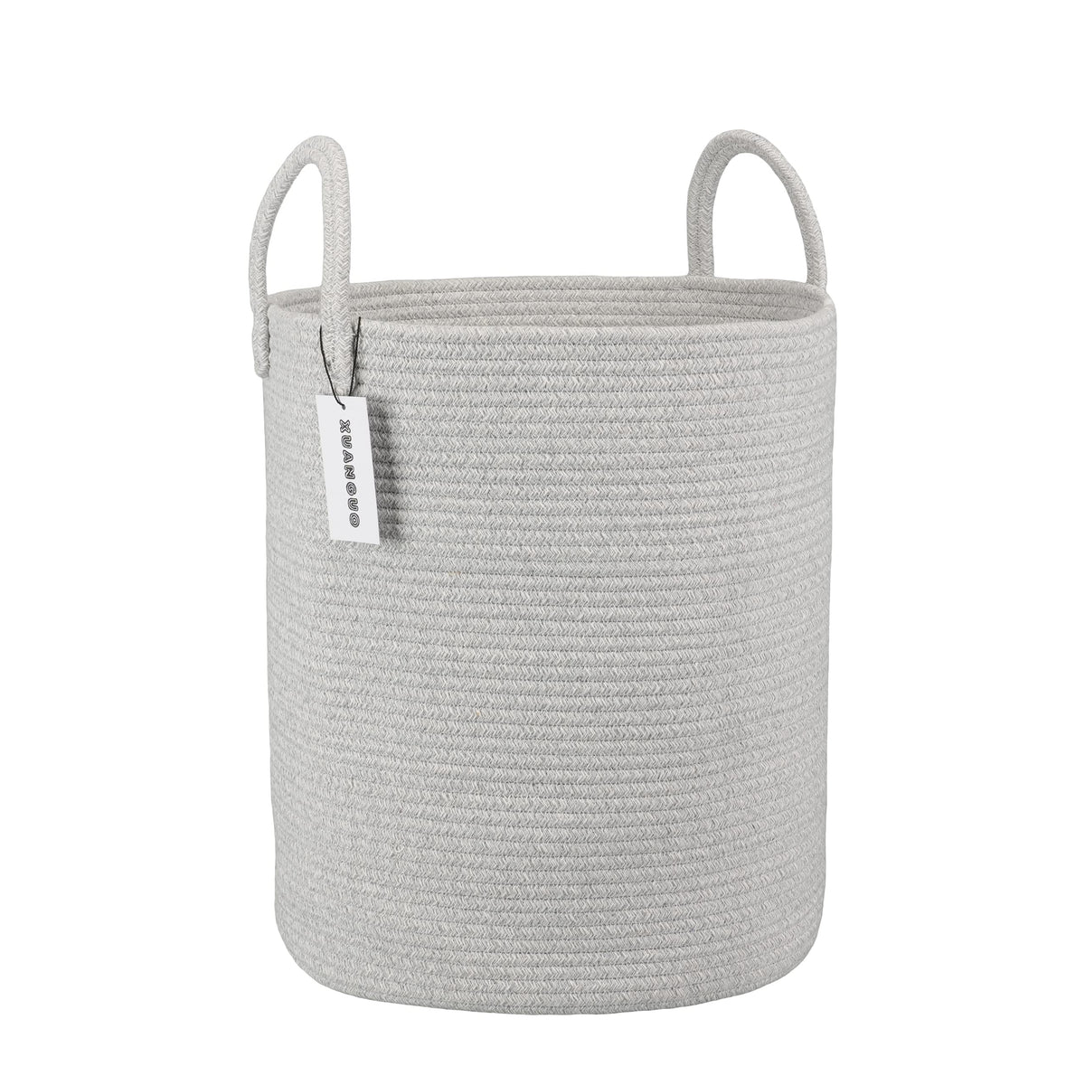 XUANGUO Cotton Rope Laundry Basket Hamper for Girls Kids Baby Nursery Pink